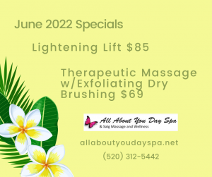 All About You Day Spa - Green Valley April 2022 Specials: Anti Aging Light Therapy Facial $95 Restorative Massage with Aromatherapy $68